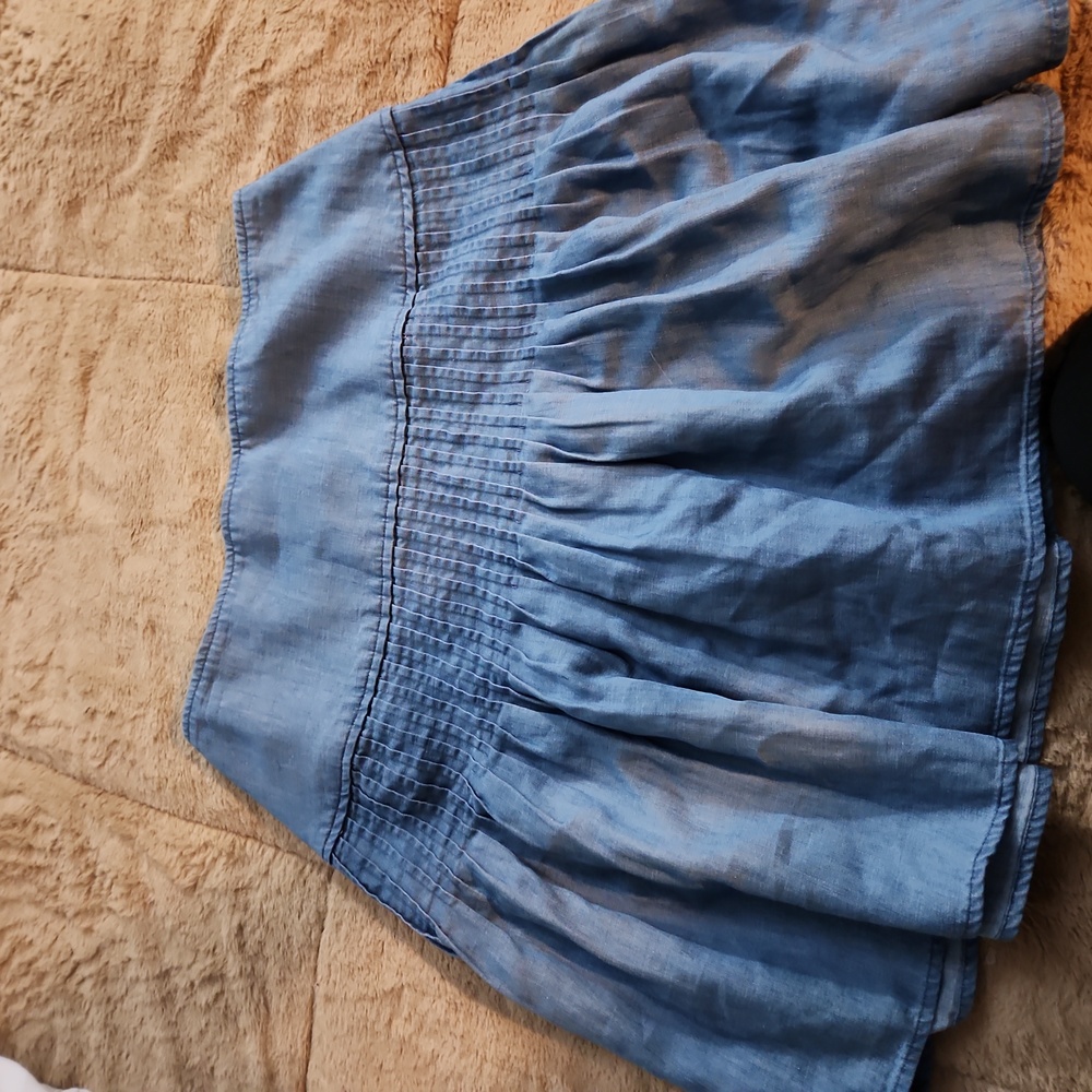 LOFT Size 8 Blue Linen Skater Skirt - Picture 2 of 6